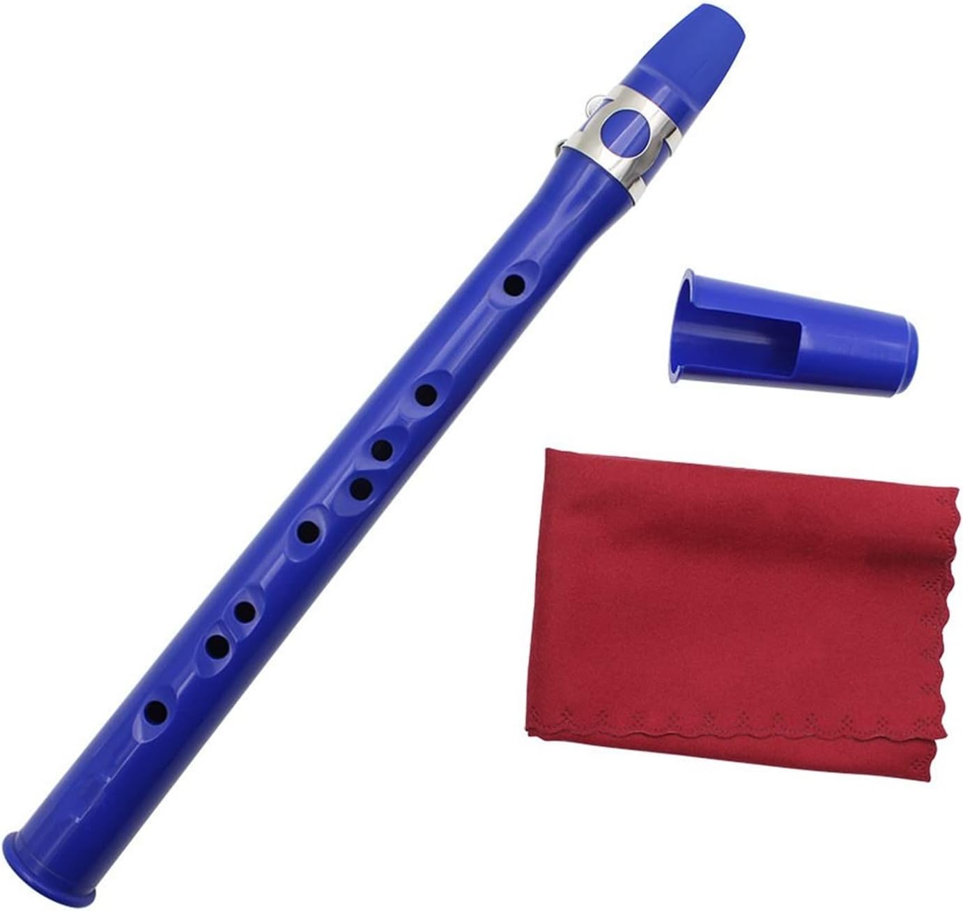 KESHUO Small Saxophone Pocket Saxophone E-Flat Beginner No Button Wind Mini Saxophone Instrument Multi-Color Optional Brass Sax Beginners Kit (Color : Sky Blue)