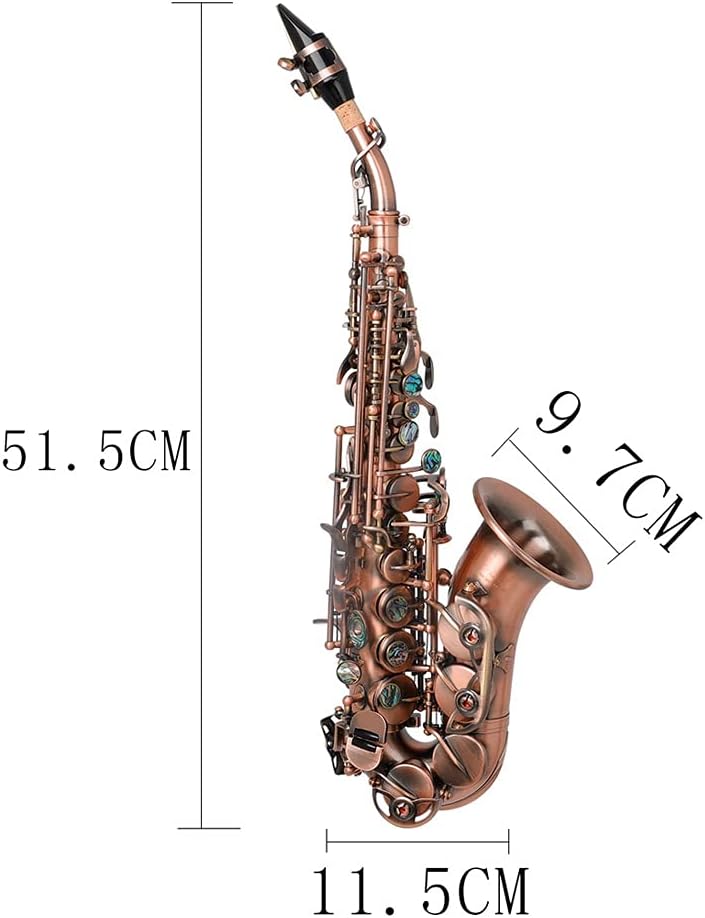 Professional Grade Saxophone, Vintage Brass Color, Complete Set with Carry Case, Stand, Strap, Cleaning Rod, Cloth for Beginner Friendly Woodwind Instrument for Practice, Performance, and Home Studio