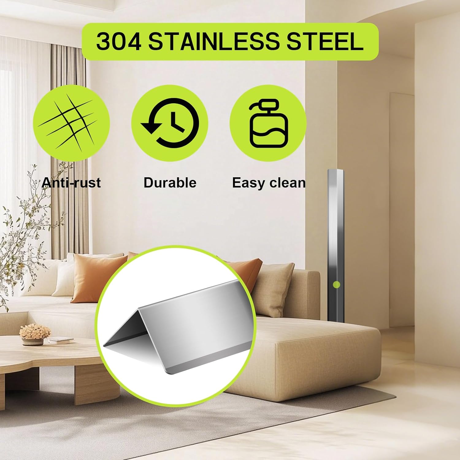 Stainless Steel Wall Corner Guards 2 x 2 x 48 inch, Pack of 6 L-Shape Metal Wall Corner Protectors 304 Steel Corner Trim with 90-Degree Angle for Wall Protection and Decoration