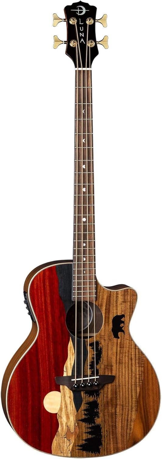 Luna Guitars Vista Bear 4 String Acoustic/Electric Bass with Case, Right (VISTABEARBASS)