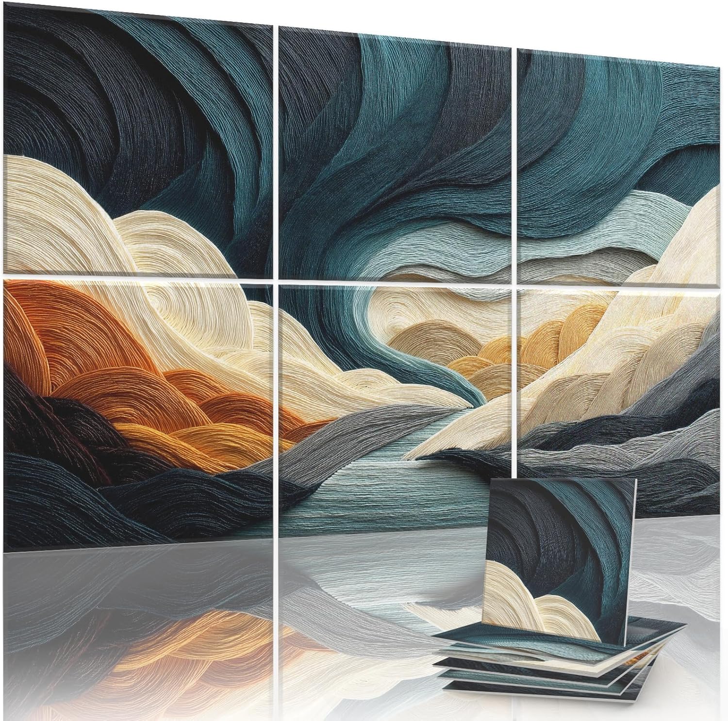 6 Pack Sound Absorbing Panels 72x48 Inch Decorative Acoustic Panels Acoustic Wall Panels for Home Office Studio Quick and Easy Setup