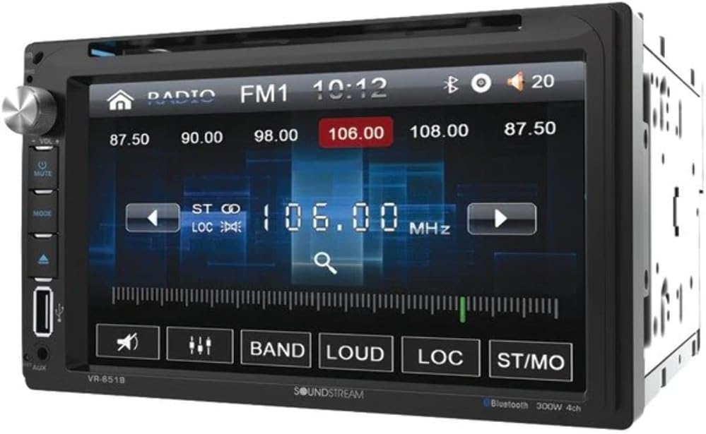 Soundstream VR-651B 7 Inch Double Din Touchscreen DVD Car Stereo, Android MHL PhoneLink Auto Radio with Bluetooth and Built In EQ