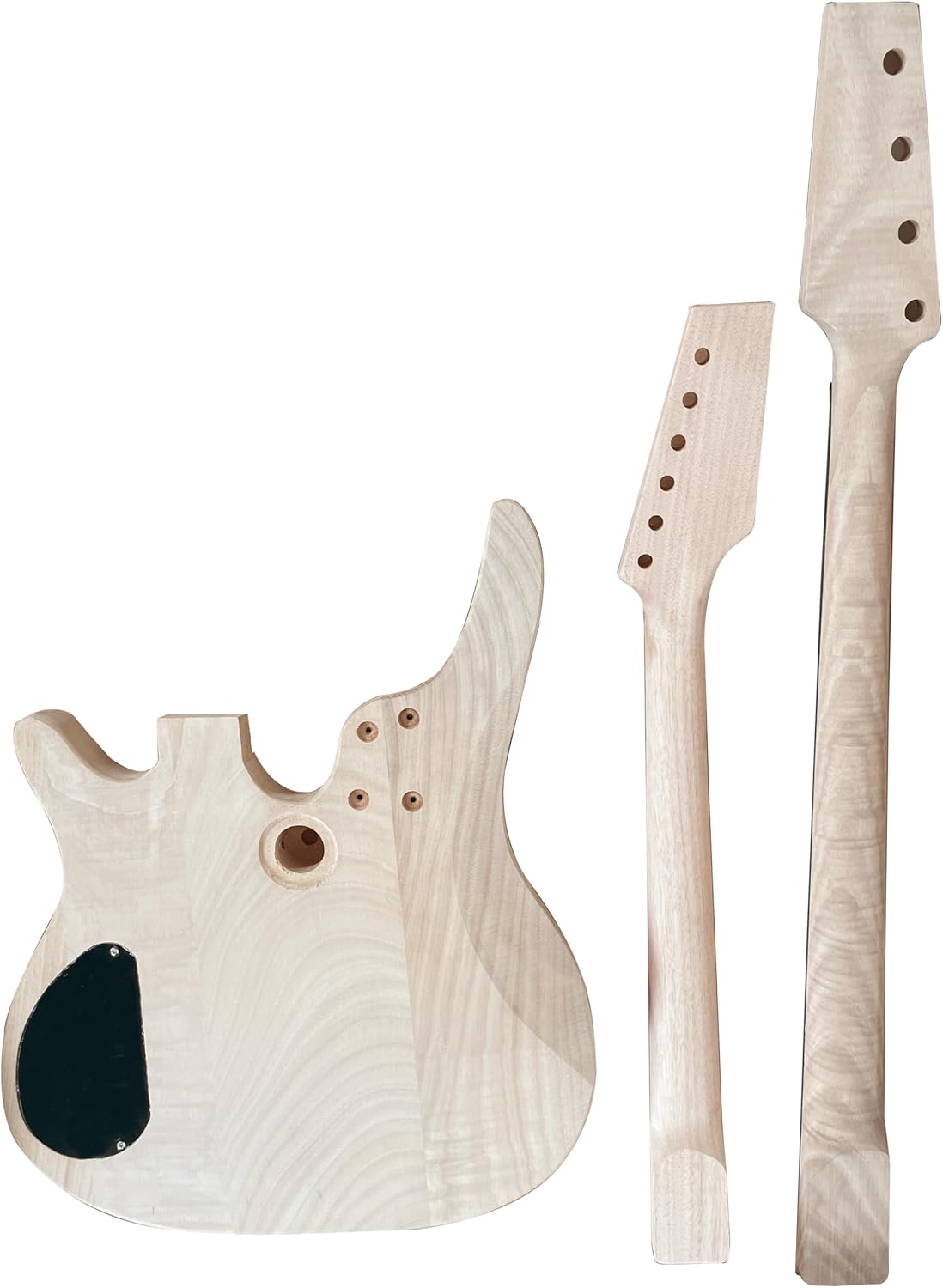 Electric Guitar and Bass Double Neck Kit 6 String and 4 String Guitar Kits Right Handed with Mahogany Body Mahogany Neck Rosewood Fingerboard Build Your Own Guitar and Bass.