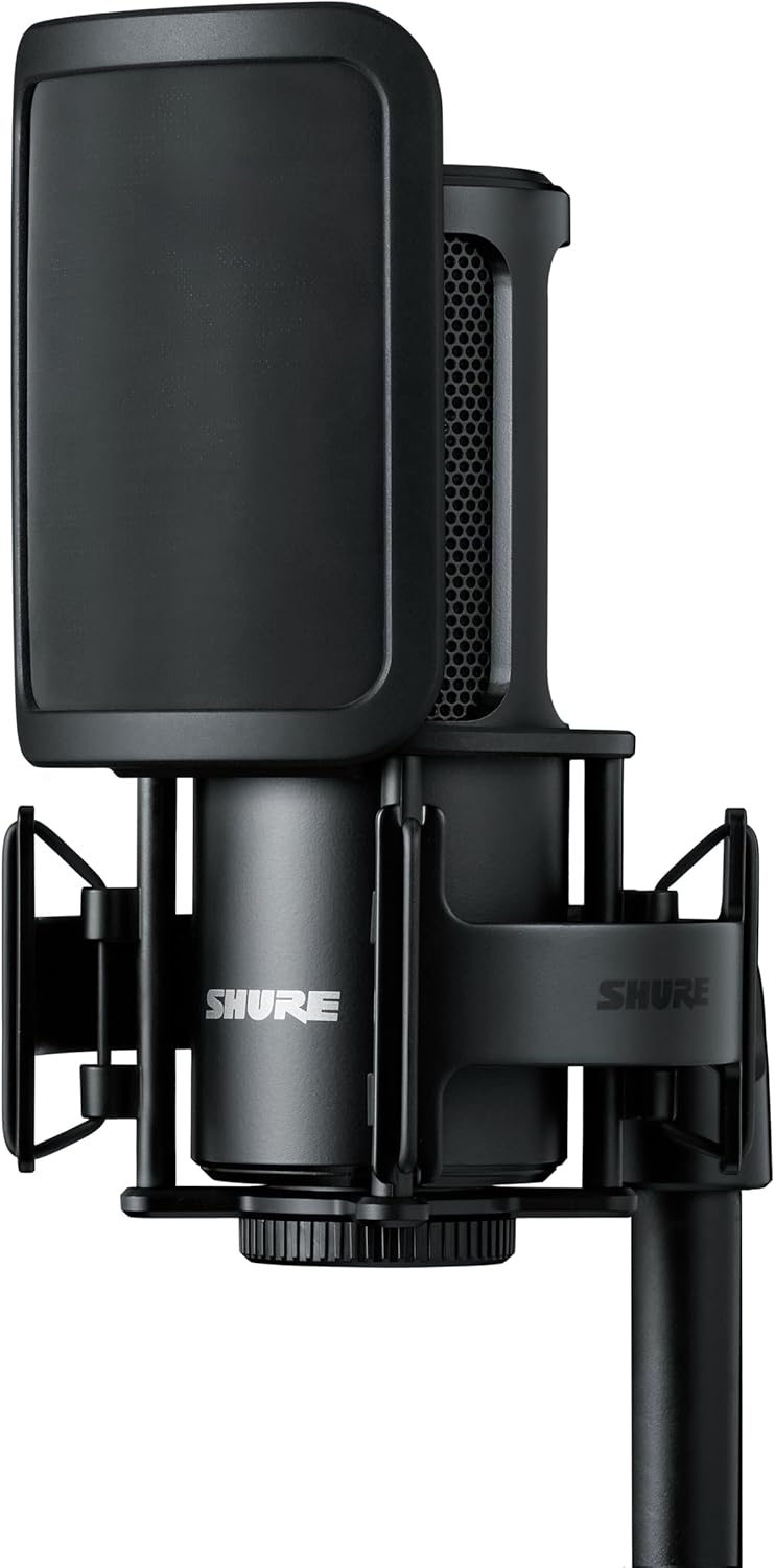 Shure SM4 Studio Recording Microphone Kit, XLR Home Studio Condenser Mic with Mix-Ready Audio - All-Metal Construction, Includes Detachable Magnetic Pop Filter & Shock Mount (SM4-K-KIT)