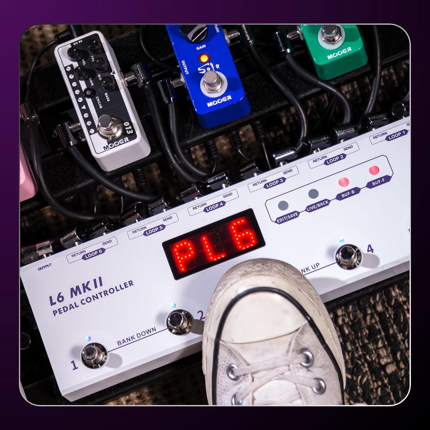 MOOER L6 MKII Pedal Controller for Electric Guitar Bass Guitar Pedalboard Switcher with Air P05 Wireless System
