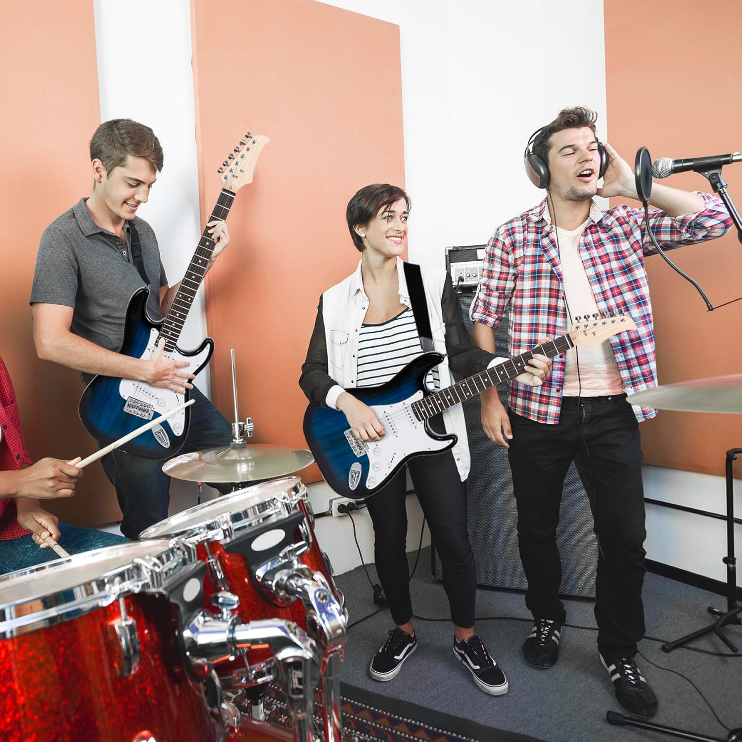 39 Inch Full Size Electric Guitar Beginner Starter Kit with 10W Amplifier, Bag, Strap, Strings, Tuner, Cable, Picks, Blue