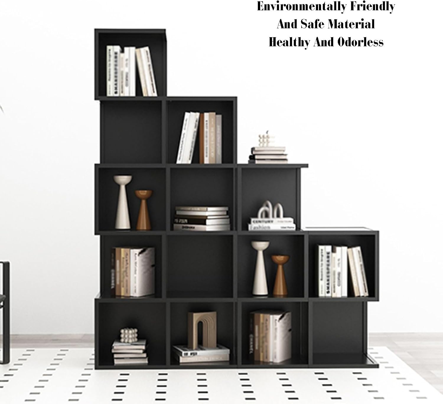 Corner Bookshelf,2-4 Floors Open Shelf Bookcase,Iron Corner Shelf,for Living Room,Bedroom,Convenient for Storing Books and Small Items(White,13.77x13.77x39.76in) (Black 13.77x13.77x52.75in)