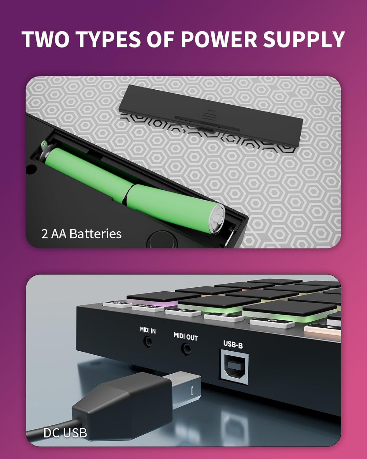 LEKATO MIDI Controller Pad Bluetooth Beat Maker Machine Drum Pad with 16 RGB Beat Pads and 4 Assignable Knobs and Faders, Plug & Play on iPad, iPhone, Mac, PC