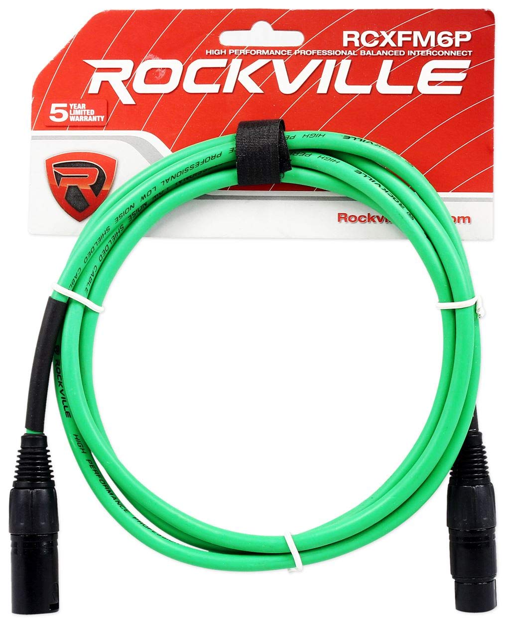 Rockville RCXFM6PG 6ft Female to Male XLR Microphone Cable in Green, REAN Connectors, 100 Percent Copper Conductors, for Studio and Live Sound, 8-Piece
