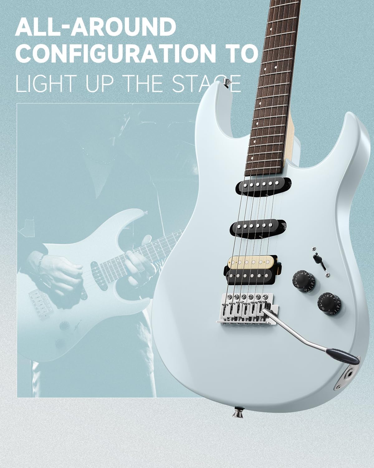 Donner DMT-66 39 Inch Full Size Electric Guitar for Beginner with Bag, Gray and Donner Mini Guitar Amp Small Electric Guitar Amplifier 5W Portable