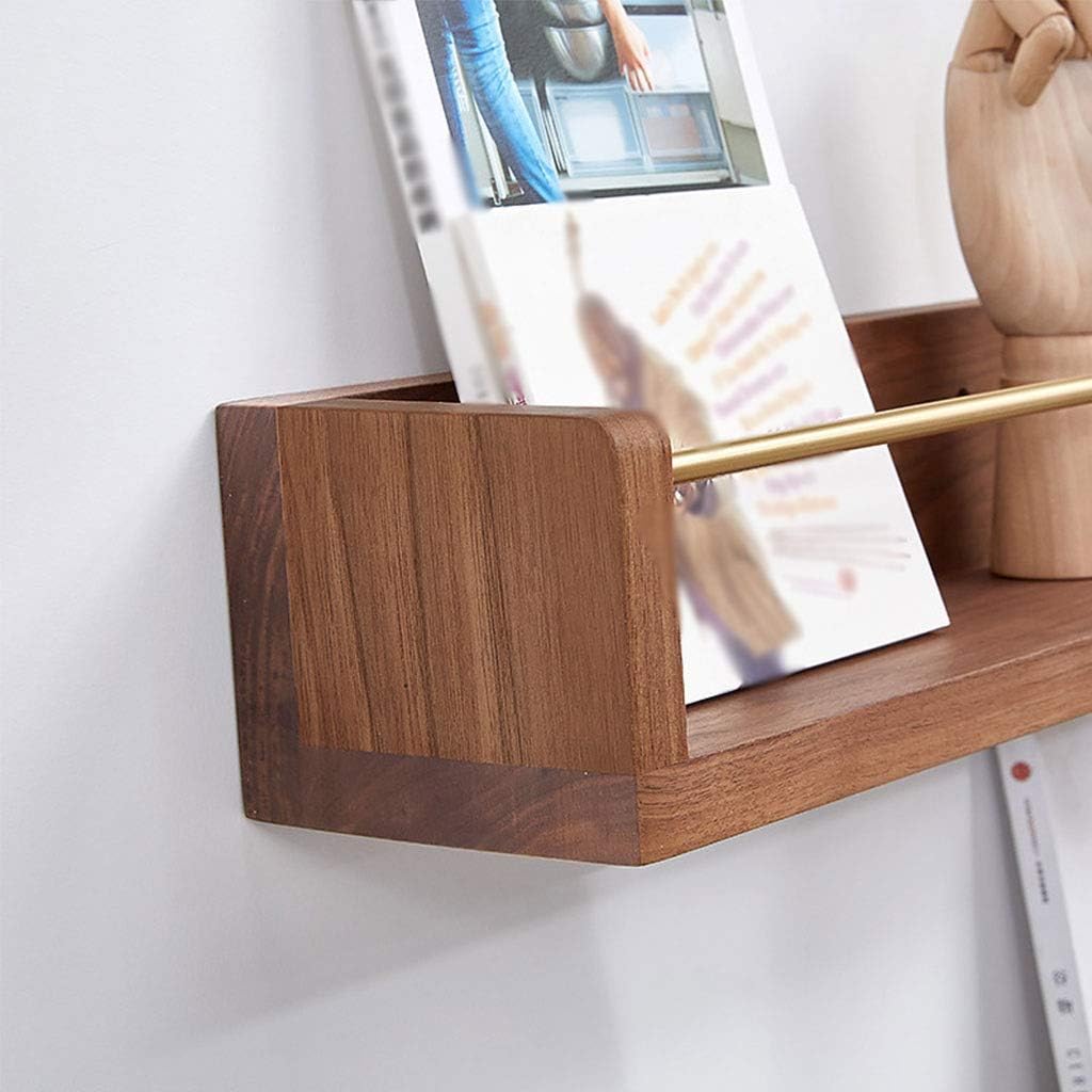 Floating Shelves Black Walnut Wall Mount Rack, Home Wall Shelf, Newspaper Magazine Display Stand, Retro Wall Decoration, Load Bearing 22kg (Color : Wood Color, Size : 40cm)