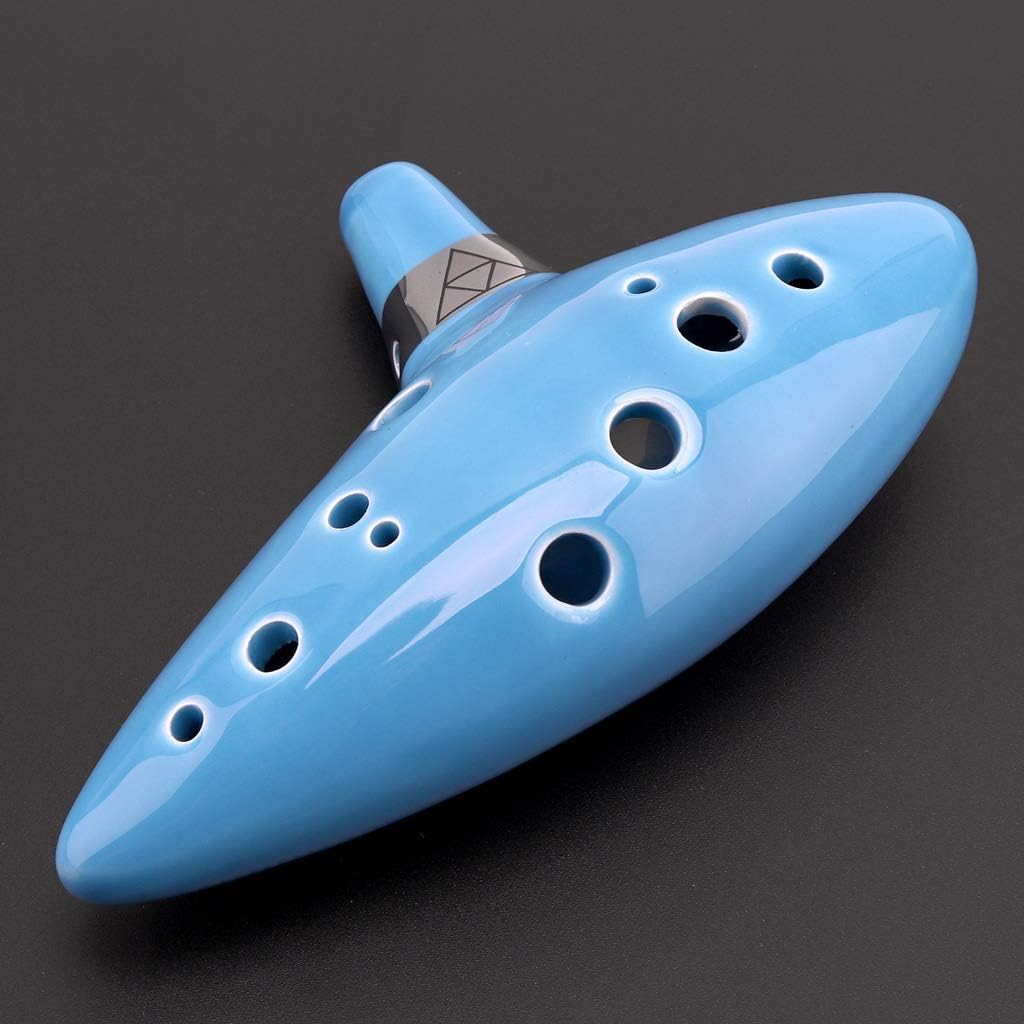 Ocarina Instrument,Musical Instrument, Ocarina ，ocarina instrument, Alto 12 Hole Tone Ocarina CeramiFlute Sky with Neck Strap Cord Bright Glaze Pottery Woodwind Instrument Ocarina Flute