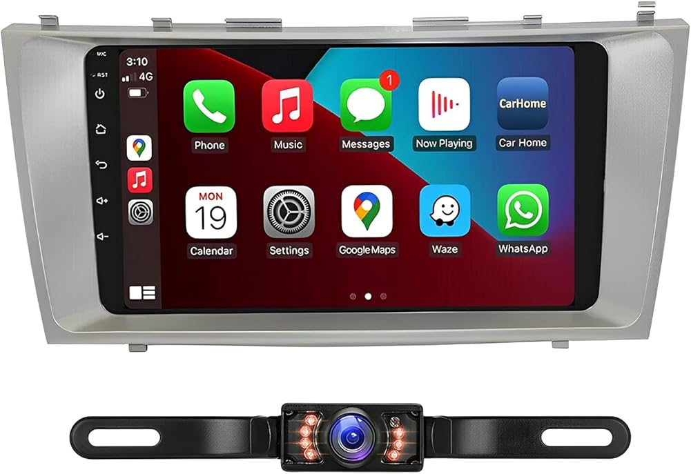 Car Stereo 2-Din Digital Media Receiver for Toyota Camry 2007-2011, Car Audio Receivers with CarPlay Android Auto 9 Inch Touchscreen Bluetooth, FM Radio with Back Camera GPS 2+64G Radio 516