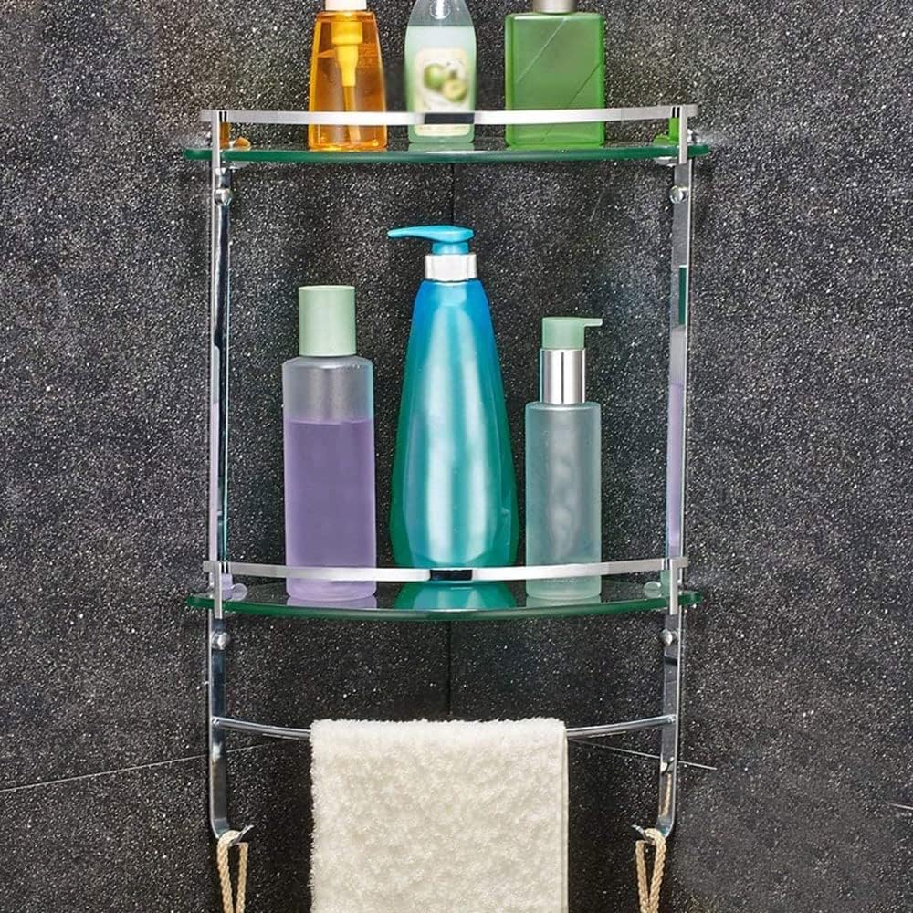 Shower Shelf,Bathroom Corner Shelf，Shower Rack Basketerddcbb Bathroom Glass Corner Shelf Shower Shelf Shower Shelf Wall Mount Storage Tempered Glass Shelf Bracket Bathroom Accessory With Stainless Ste