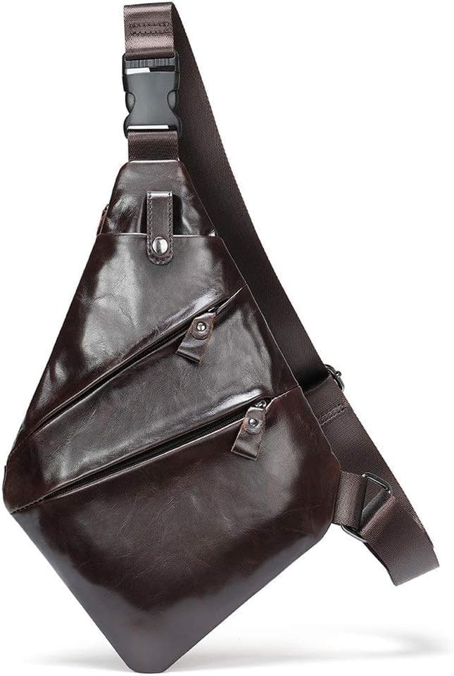 Anti Theft Travel Chest Pack Outdoor Sports Daypack Vintage Leather Sling Bag Lightweight Shoulder bag