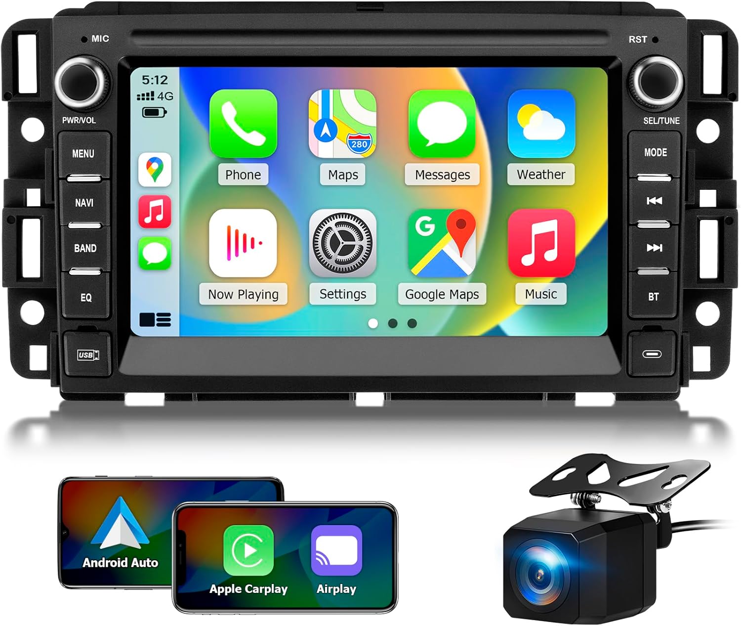 Car Radio Stereo for Chevy Silverado 2007-2014 Tahoe GMC Sierra Yukon,2+64G Android 13 Touch Screen Head Unit with CarPlay Android Auto Bluetooth GPS Navigation Backup Camera