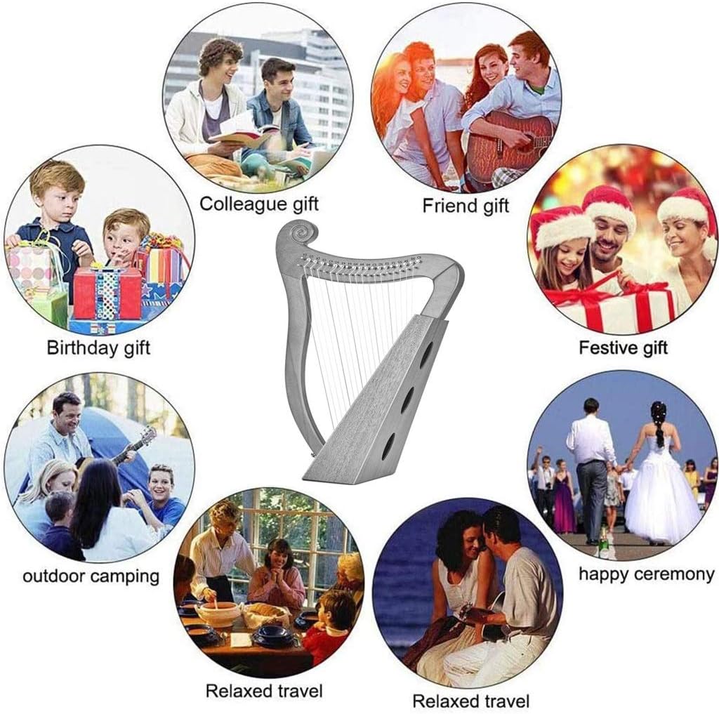 JOYGOOD Harp Autoharps Lyre Romantic and Elegant Handmade Guqin, Small Traditional Stringed Instruments, Classic Harp with Show Package, Tuner (Color : Pink, Size : 15 String)