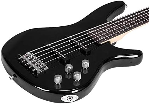 Music Lover GIB Electric 5 String Bass Guitar Full Size Bag Strap Pick Connector Wrench Tool Black 3-7 Days Delivery