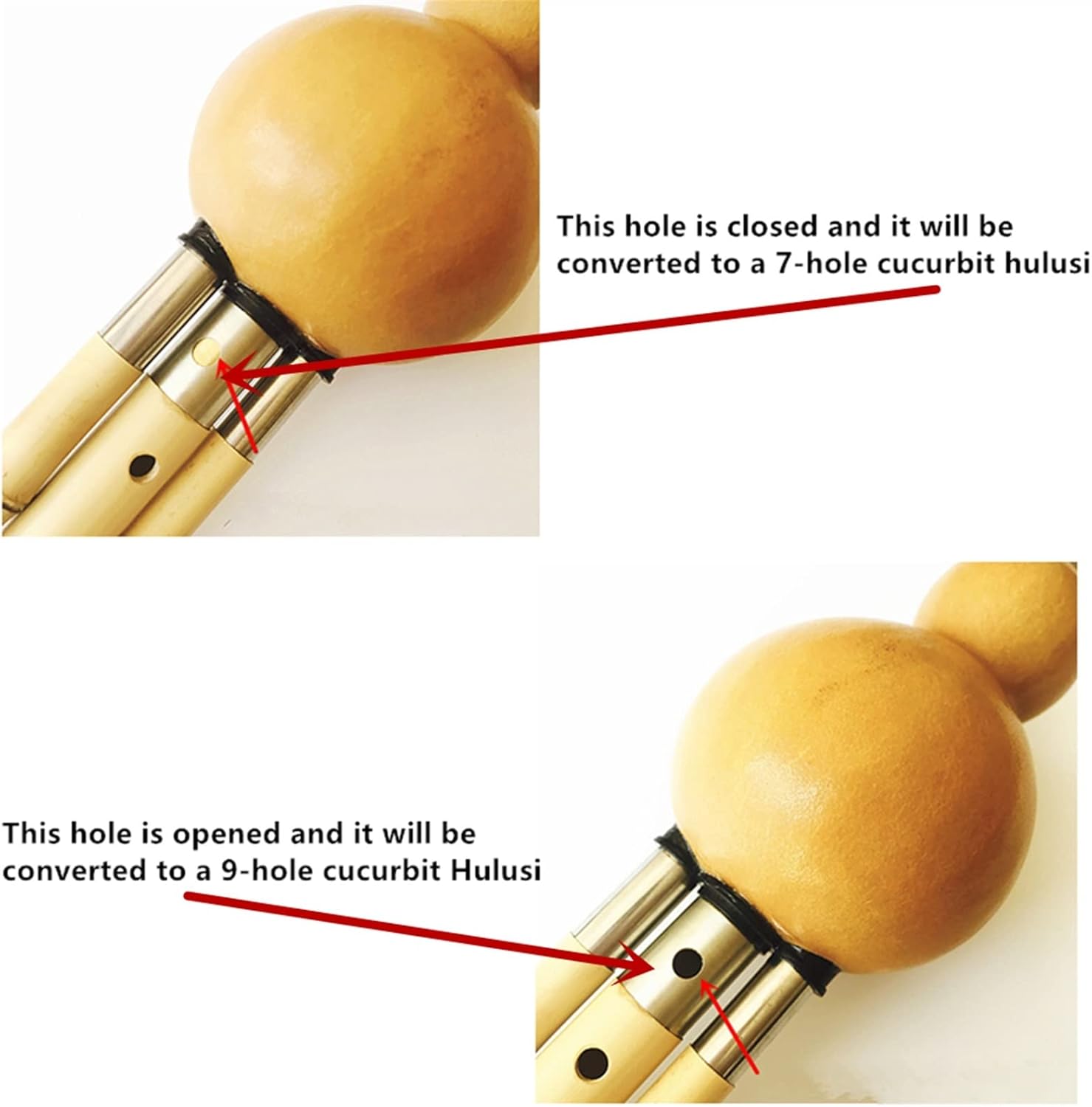 FLFL Hulusi Handmade Hulusi Cucurbit Flute 7&9 Holes Musical Instrument Key of BB/C/F/G with Case (Color : BB Tone)