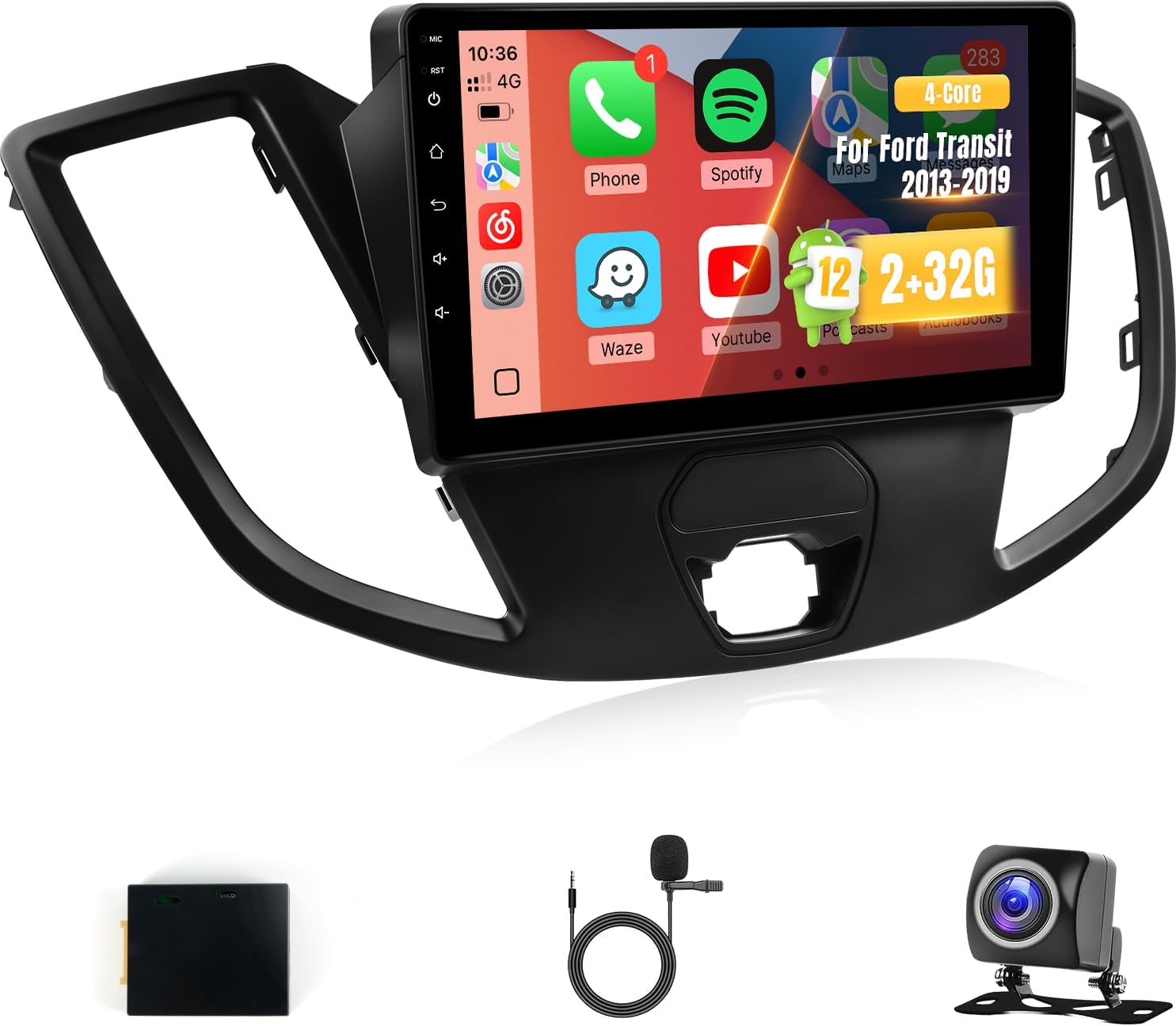 Leadfan Car Radio for Ford Transit 2013 2014 2015 2016 2017 2018 2019 Stereo Replacement Compatible with Apple Carplay Android Auto, 9 Inch Touchscreen Built in BT GPS Navi WiFi Backup Camera MIC