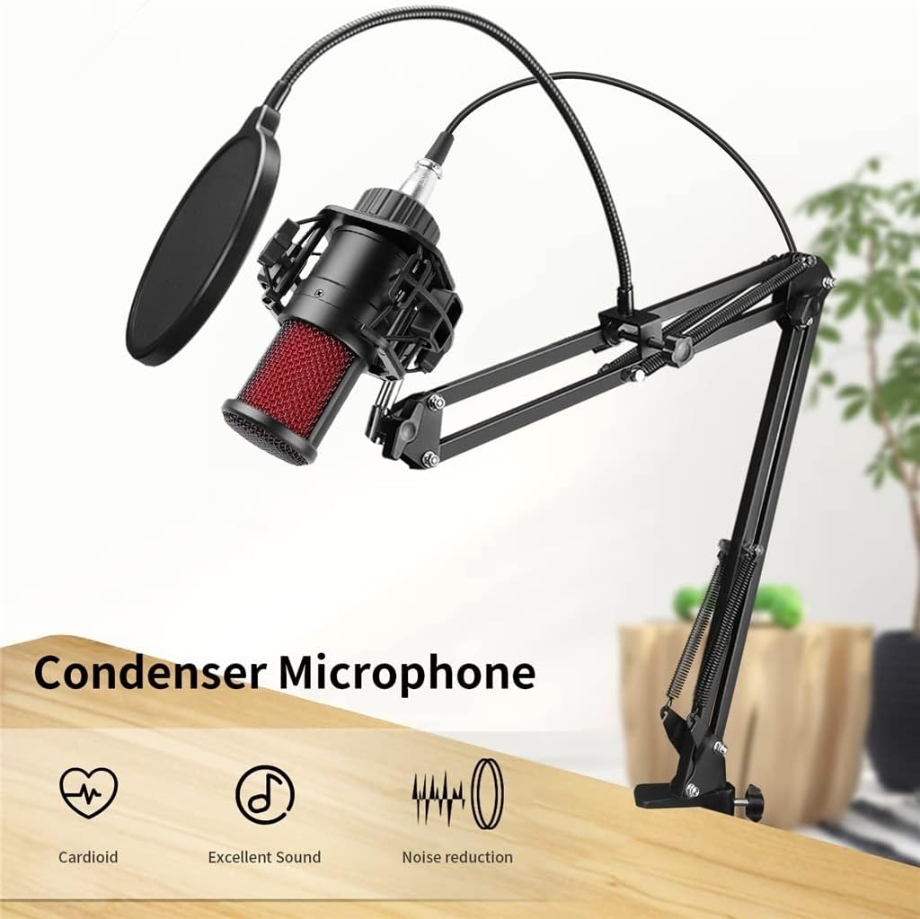 Professional Metal Condenser Microphone Sound Card Phantom Power Game Studio Microphone Computer Recording