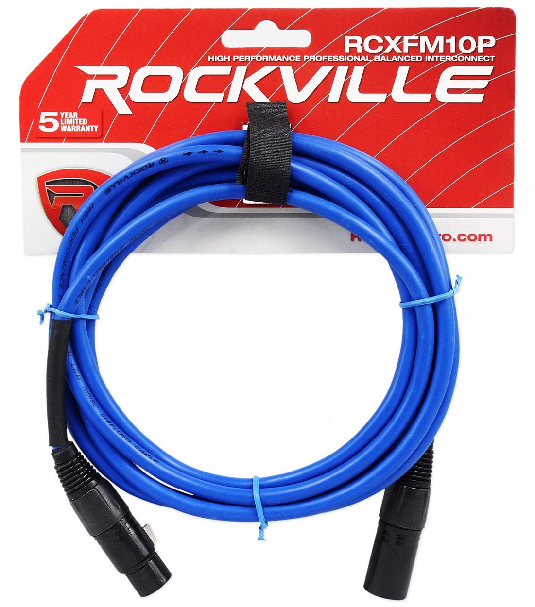 Rockville (2 RCXFM10P-B 10' Female to Male REAN XLR Mic/Speaker Cable Bundle with (2) RCXFM10P-BL Blue 10' XLR Cable, (2) RCXFM10P-R Red 10' XLR Cable, (2) RCXFM10P-Y Yellow 10' XLR Cable (8 Items)
