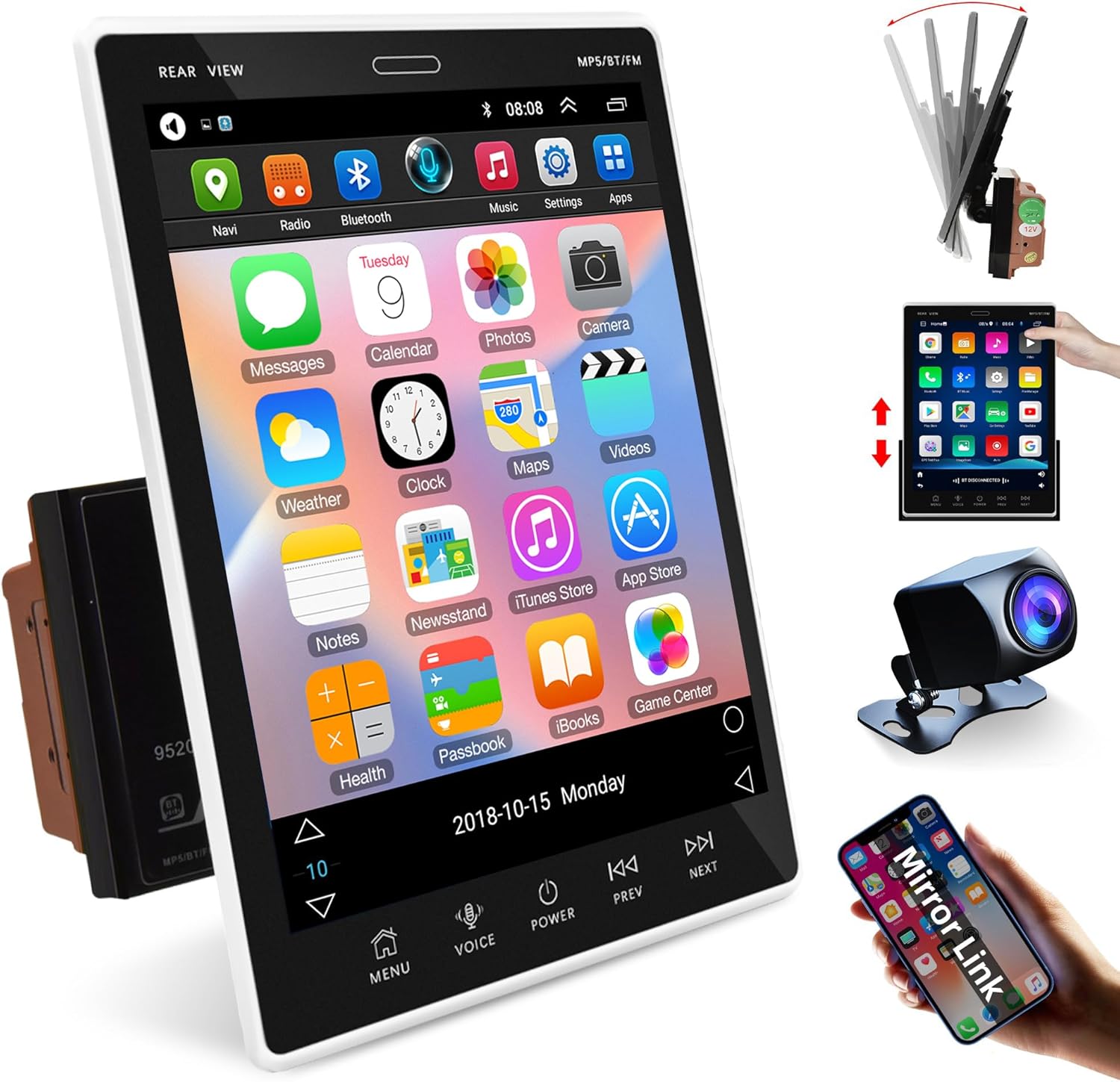 Rimoody 2G+32G Android 13 Double Din Car Stereo Car Radio with Bluetooth, GPS Navigation WiFi, 9.5'' Vertical Touchscreen FM iOS/Android Mirror Link USB Split Screen + Backup Camera