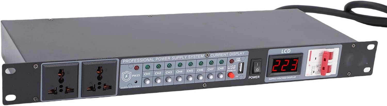 EBTOOLS Power Sequencer, 10 Outlet Rack Mount Power Conditioner with Digital Display and 6 Layer Protection, for Audio Equipment and Professional Sound Systems (US Plug)