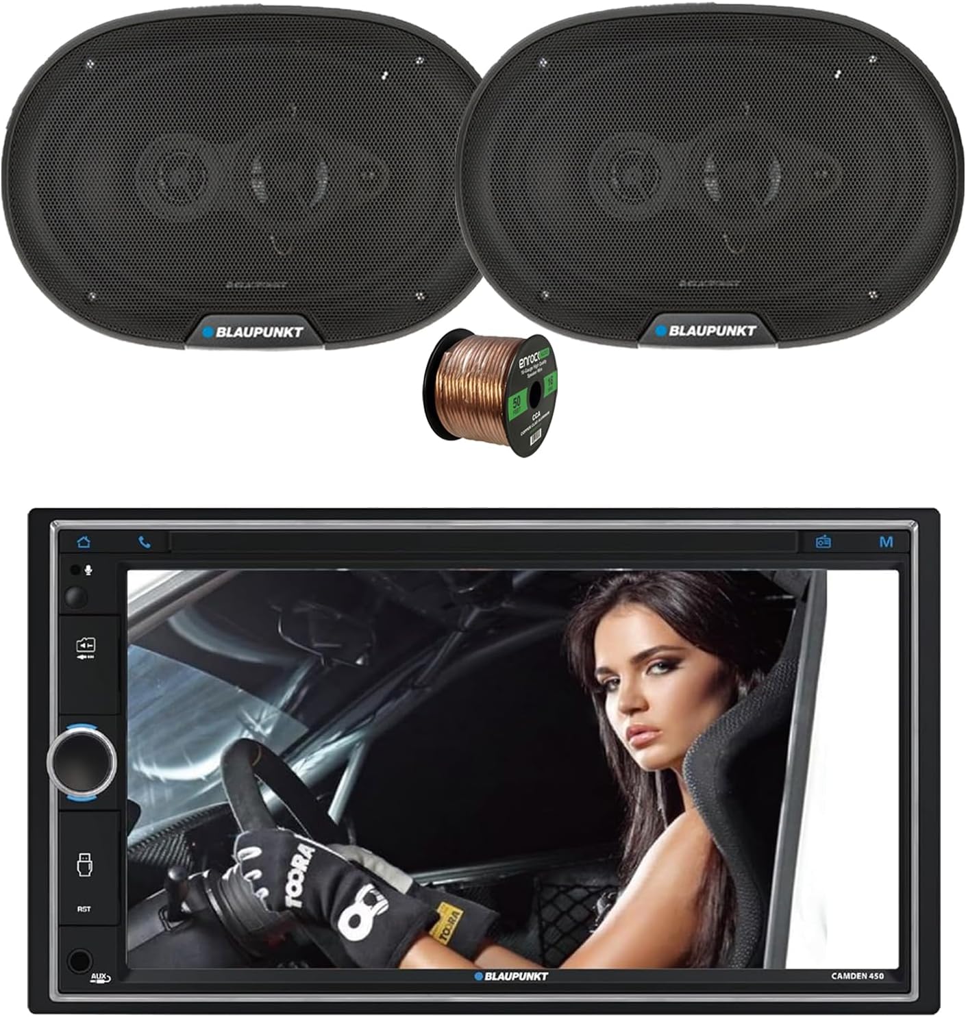 Blaupunkt CAMDEN 450 7 Touchscreen Double DIN Bluetooth AM/FM Digital Multimedia Receiver, 2x 6x9