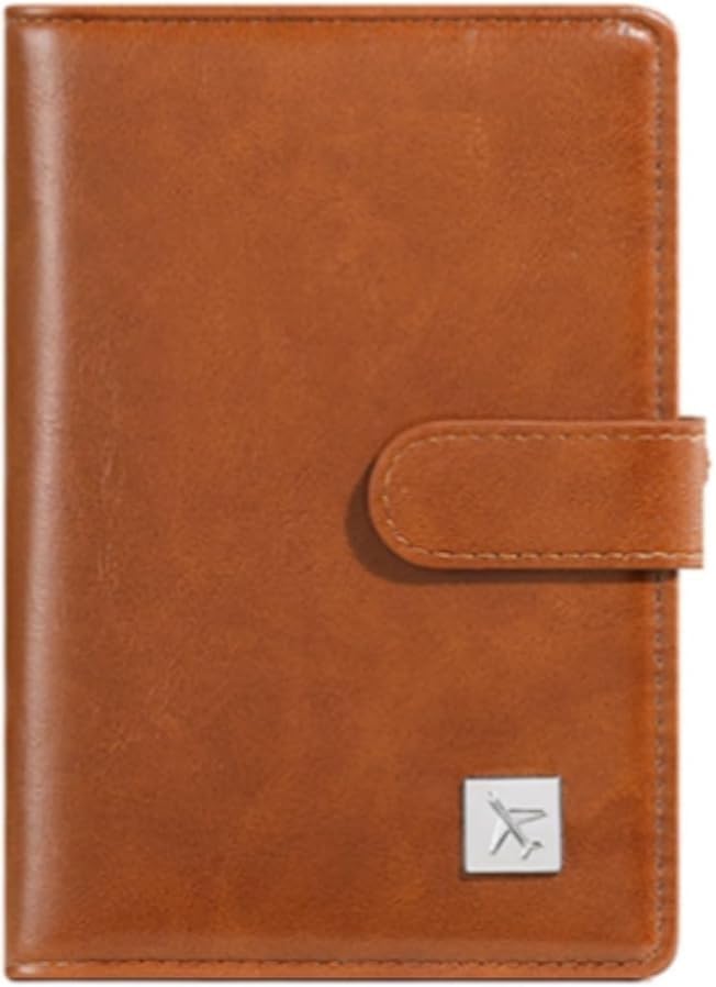 RFID Travel Passport Wallet Genuine Leather Anti Theft Document Organizer Gift Box (Light Brown)
