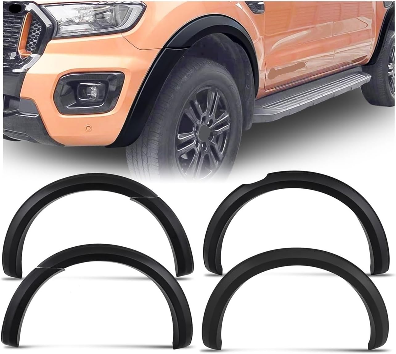 4'' FENDER FLARES WHEEL ARCH EXTENSION Compatible For FORD RANGER XL XLT WILDTRAK T8 2020 2021 2022 MUDGUARD DOUBLE CAB 4X4 CAR ACCESSORIES(No sensor hole)