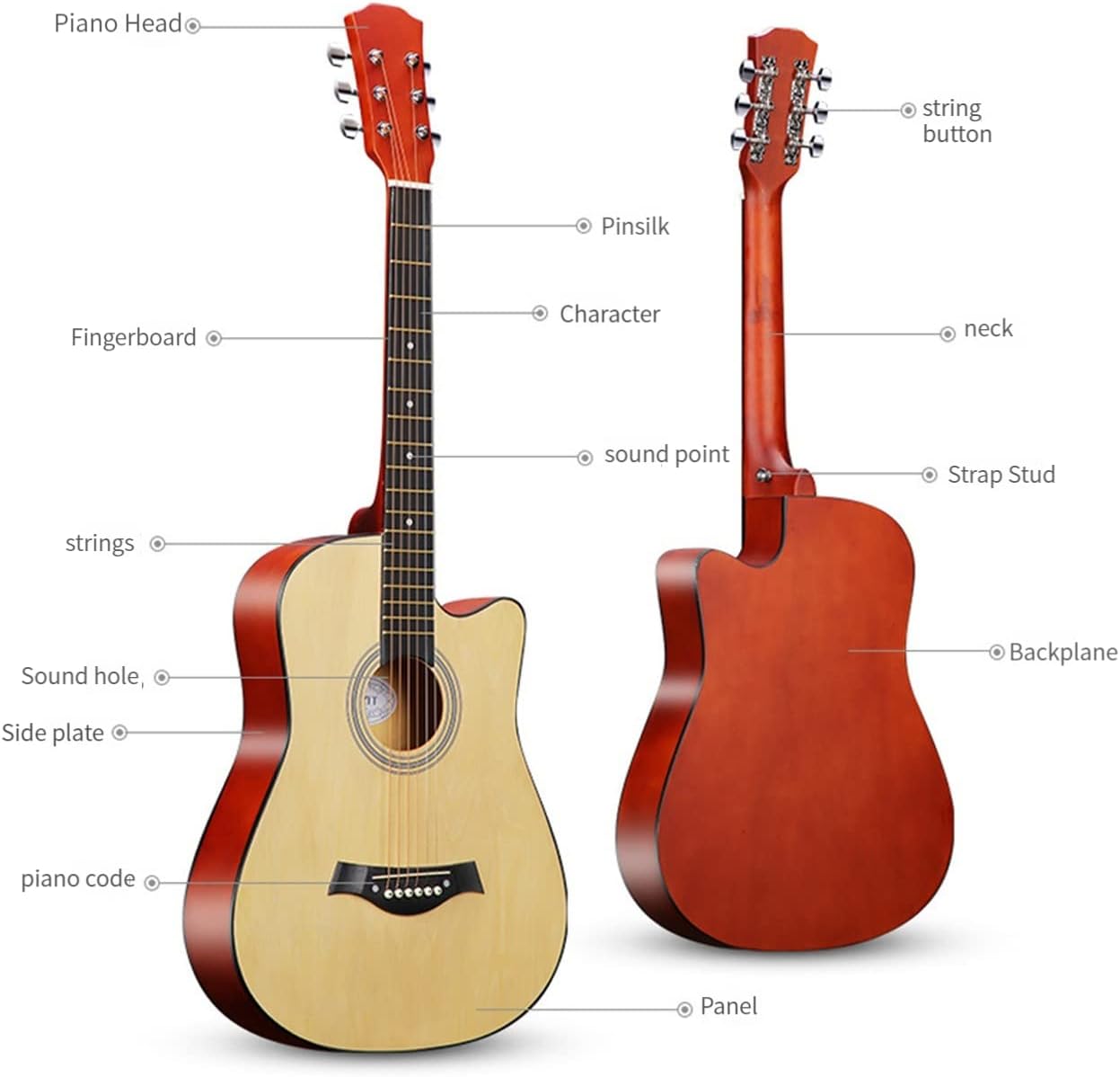 Acoustic Guitar Wooden Elementary Auspicious Folk Song acoustic guitar Beginner Musical Instrument (coffee)