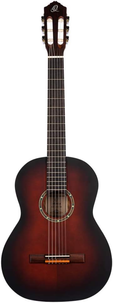Ortega Guitars 6 String Student Series Pro Solid Top Nylon Classical Guitar, Right, Bourban Fade, 4/4 (R55BFT)