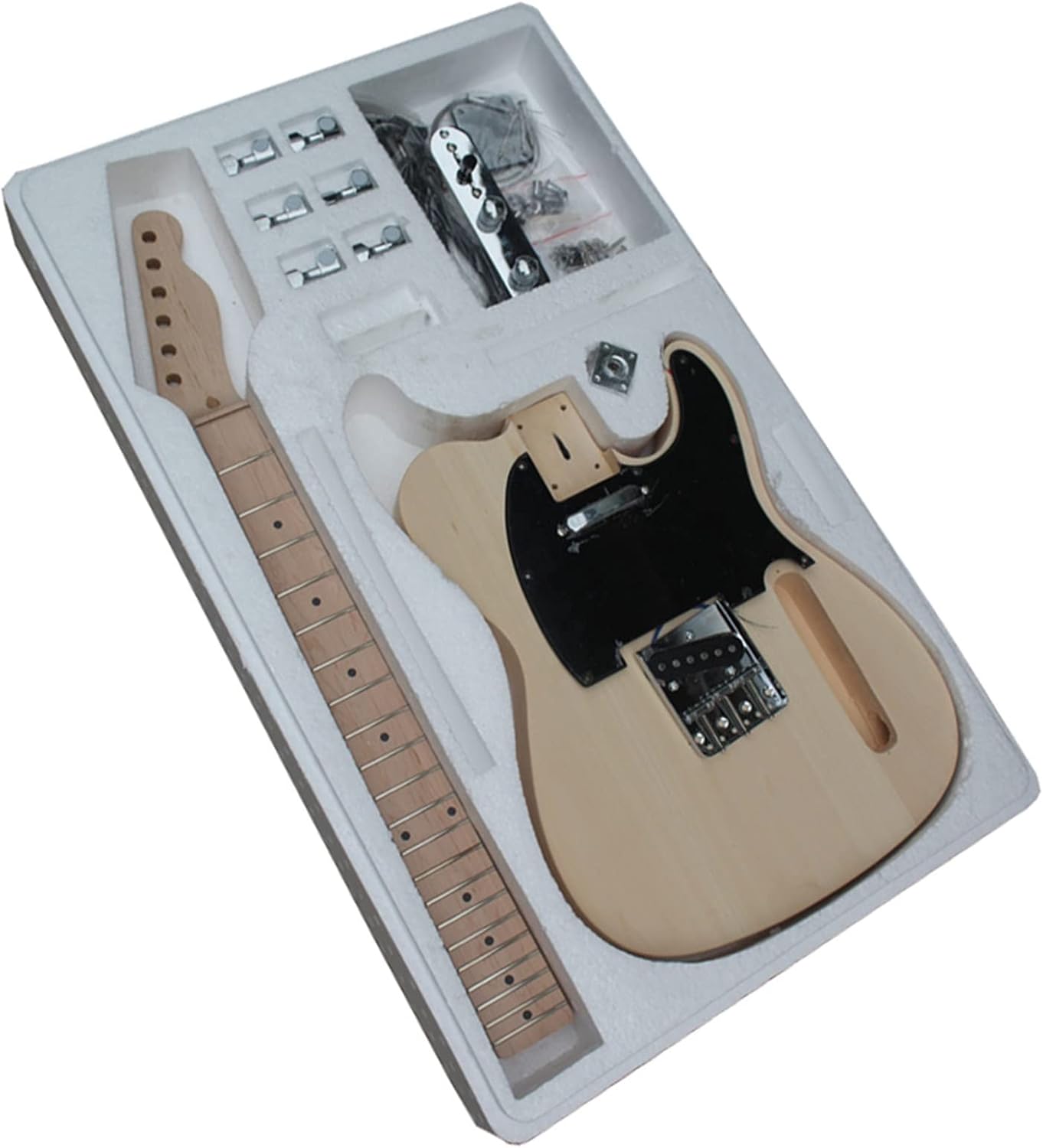 Solid Basswood Body DIY Electric Guitar Builder Kit MAPE Neck and Fingerboard Unfinished Unfinished Guitar Set