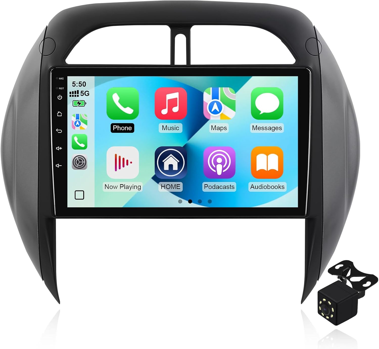 2+64G Android 14 Double Din Car Stereo for Toyota RAV4 2003-2005 with 9 Inch Touchscreen Radio Built-in Wireless Carplay/Android Auto/GPS/Bluetooth/FM/AUX-in/Steering Wheel Controls/Backup Camera