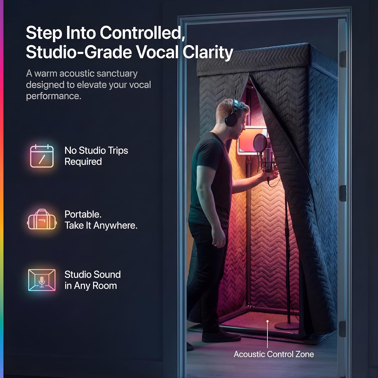 'Snap Studio' Portable Recording Booth | '#1 Vocal Booth' Rolling Stone | Record Crisp, Dry, Echo-Free Vocals at Home or On-The-Road | The Original & Best Studio Booth, Trusted By Singers & Voiceover