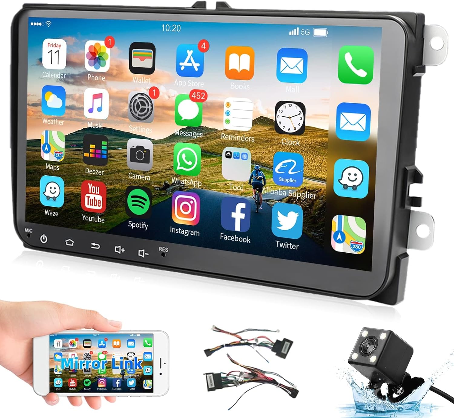 [2G+64G] Android 15 Car Radio for VW Seat Golf Passat B6 B7 Polo Jetta Caddy Tiguan Touran Skoda with Wireless Carplay Android Auto, 9 Inch Touch Screen Car Stereo Support GPS WiFi Bluetooth FM/RDS