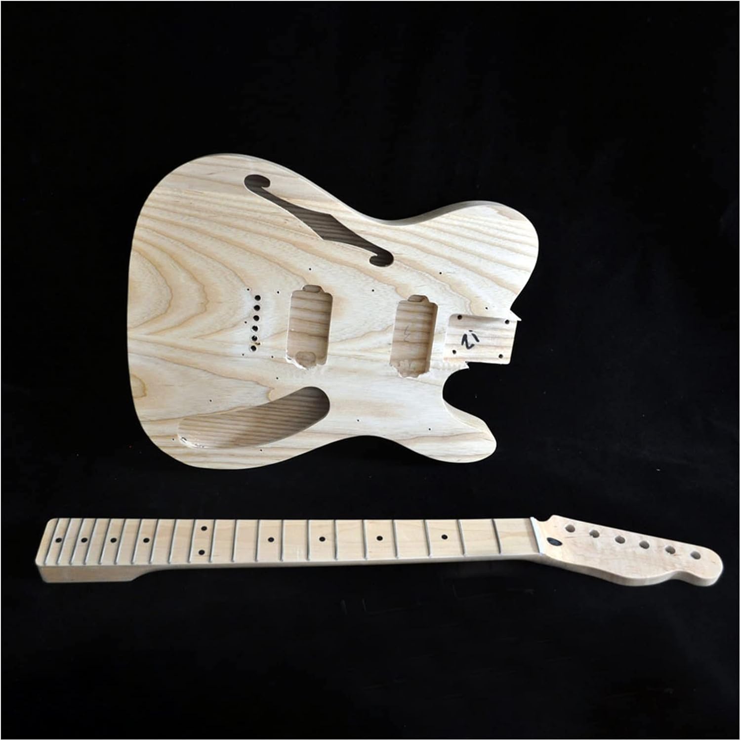 DIY Electric Guitar Kit DIY Electric Guitar Kit Semi-Hollow Ash Body with F Holes Maple Neck 21 FretsTruss Rod Adjust