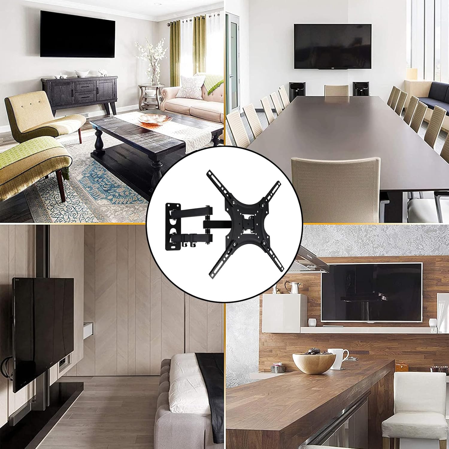 Full Motion TV Wall Mount Monitor Wall Bracket with Swivel and Articulating Tilt Arm, Fits 32-55 Inch LCD LED OLED Flat Screens up to 77 lbs and VESA 400x400