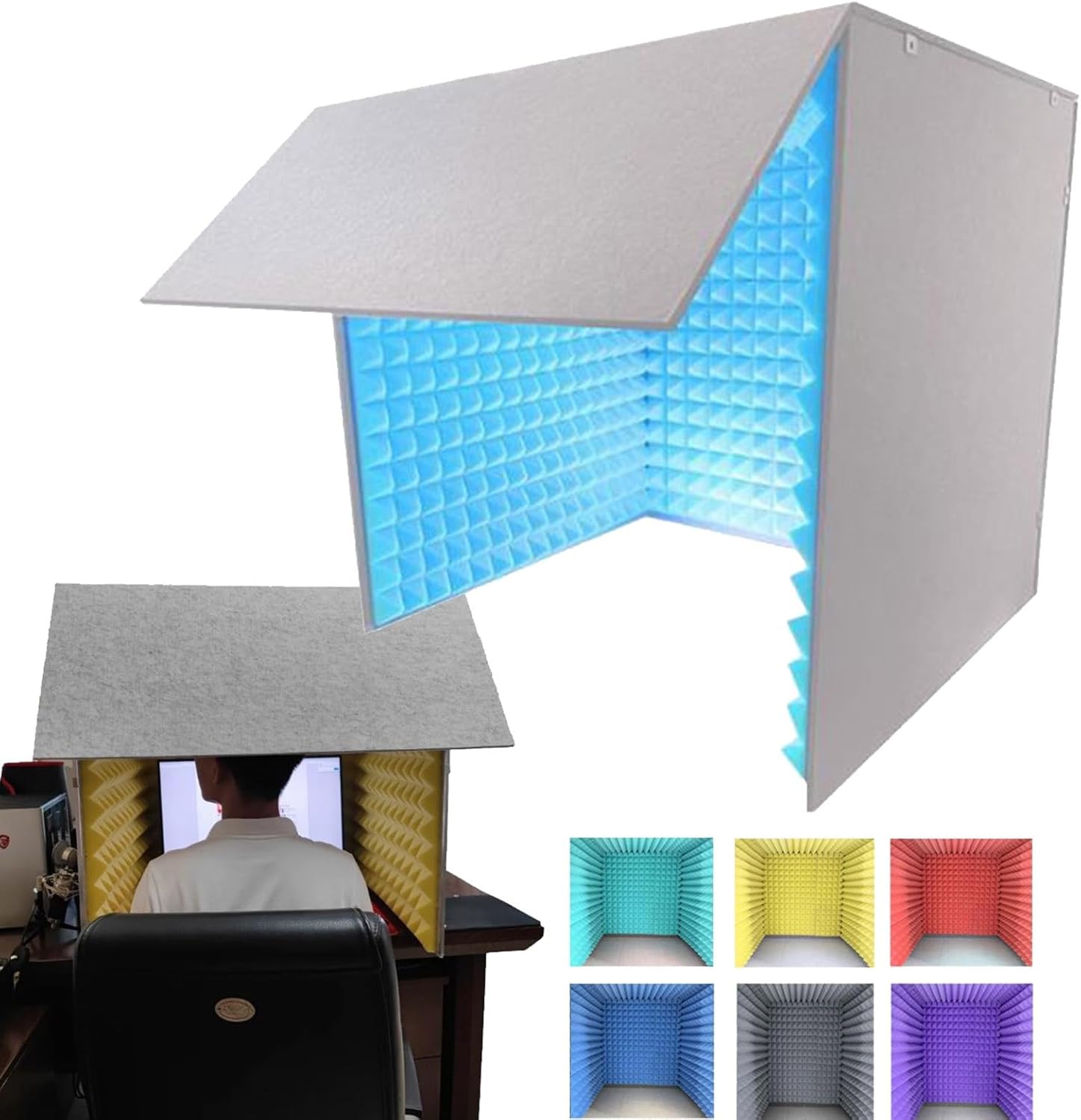 Desktop Soundproofing Cover, Microphone Isolation Cover, Portable Home Recording Studio, for Studio, Office (Red)