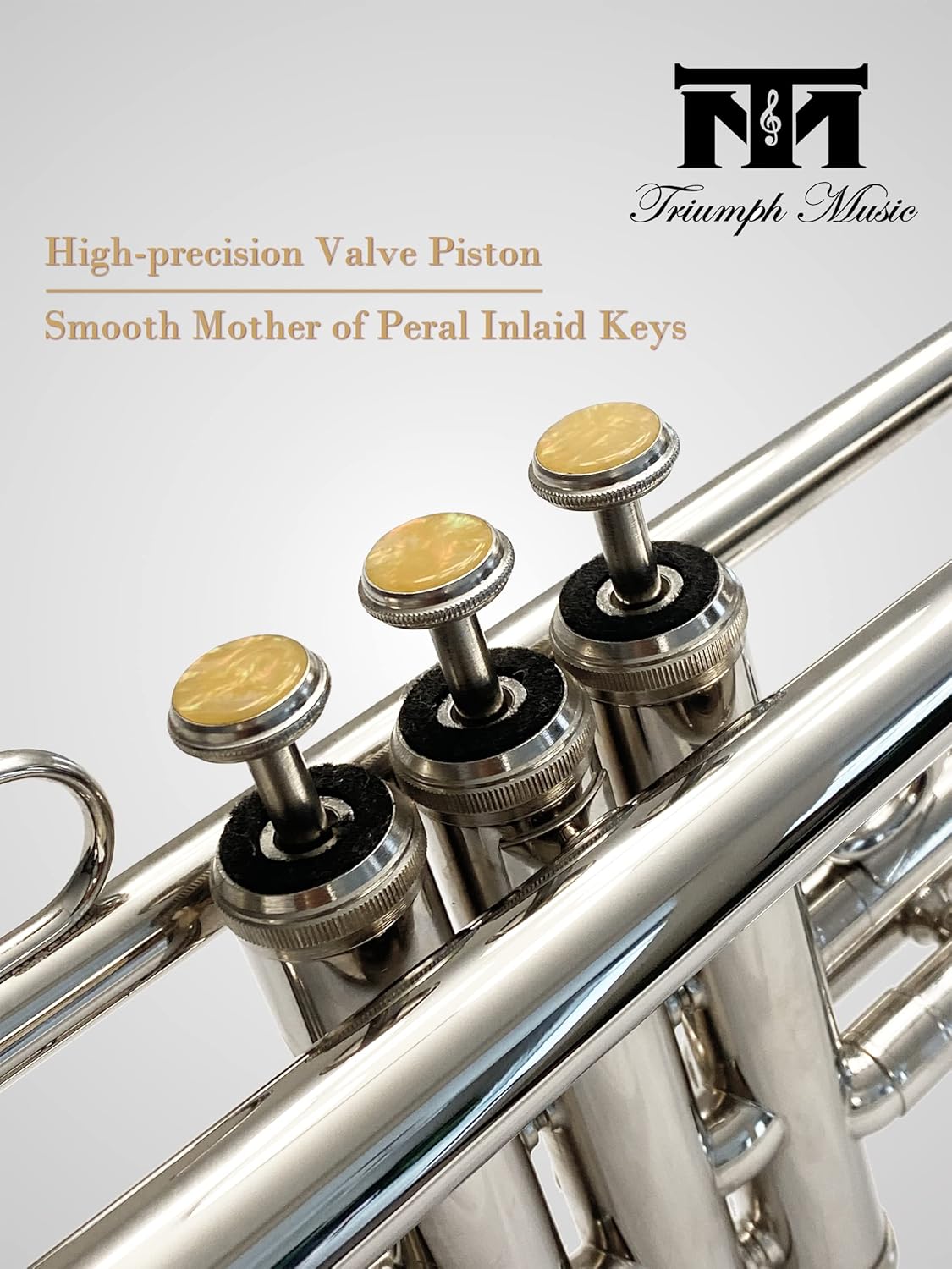 Triumph Bb Trumpet, Brass Instrument, Standard Trumpet Set for Students Beginners with Hard Case, Valve Oil, Cleaning Kit, 7C Mouthpiece, White Gloves, 6416N (Nickel Silver)