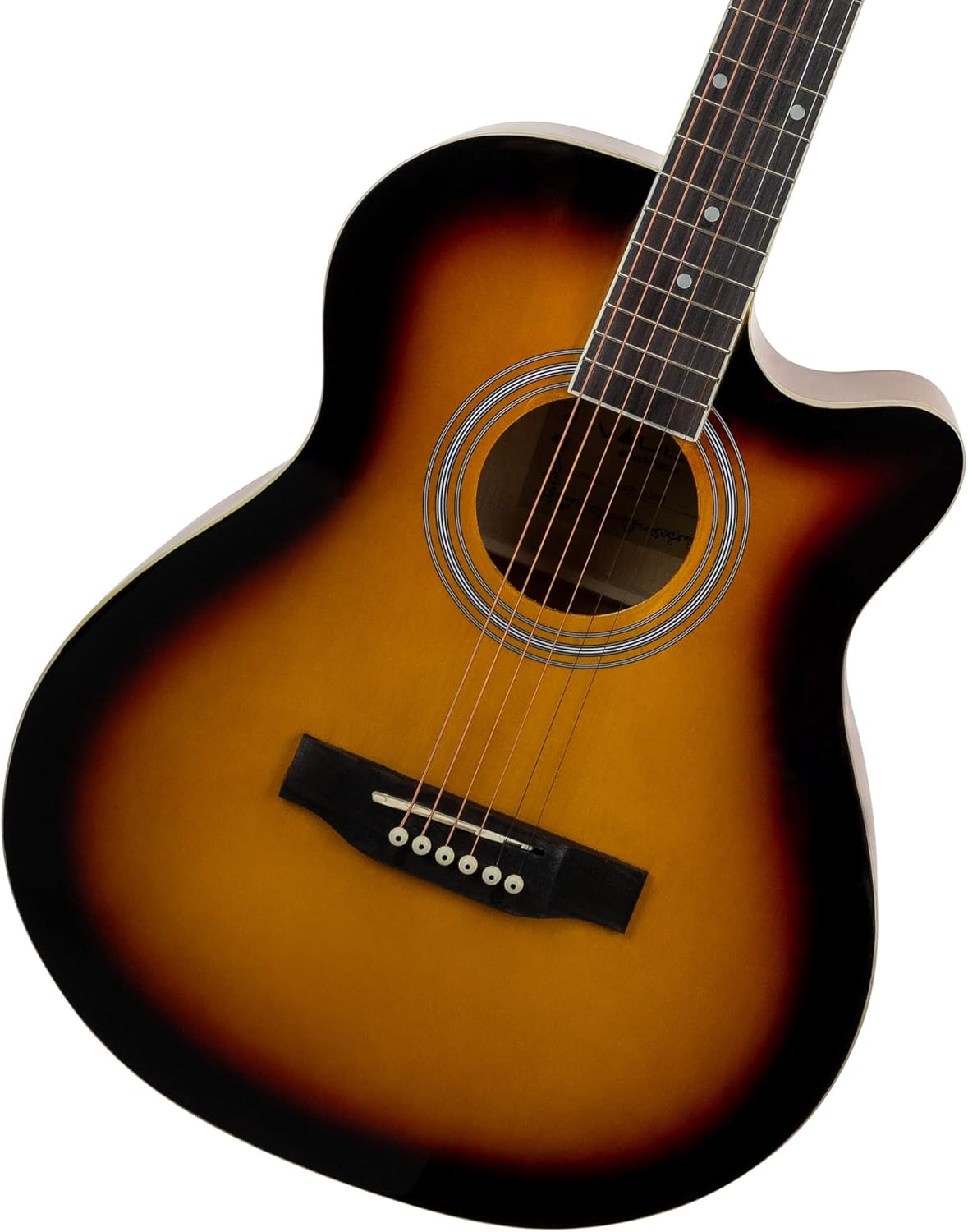 Vault EA-20 Full-Size Cutaway Acoustic Guitar - Sunburst Bundle with Gig Bag, Tuner, Picks, Strap, and String Winder