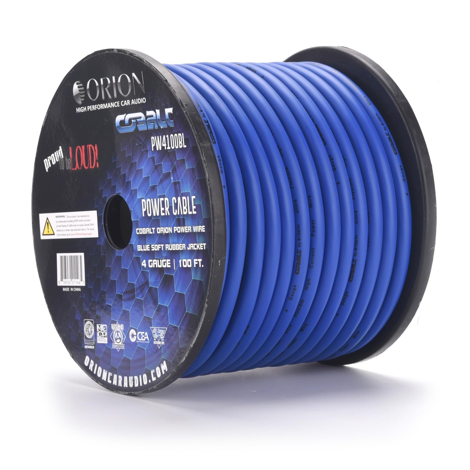 Orion Cobalt PW4100BL 4 Gauge Wire (100ft) Copper Clad Aluminum CCA - High Powered Car Audio/Amplifier Power & Ground Cable, Battery Cable, Home Speaker Stereo, Welding Battery, RV Trailer Wiring