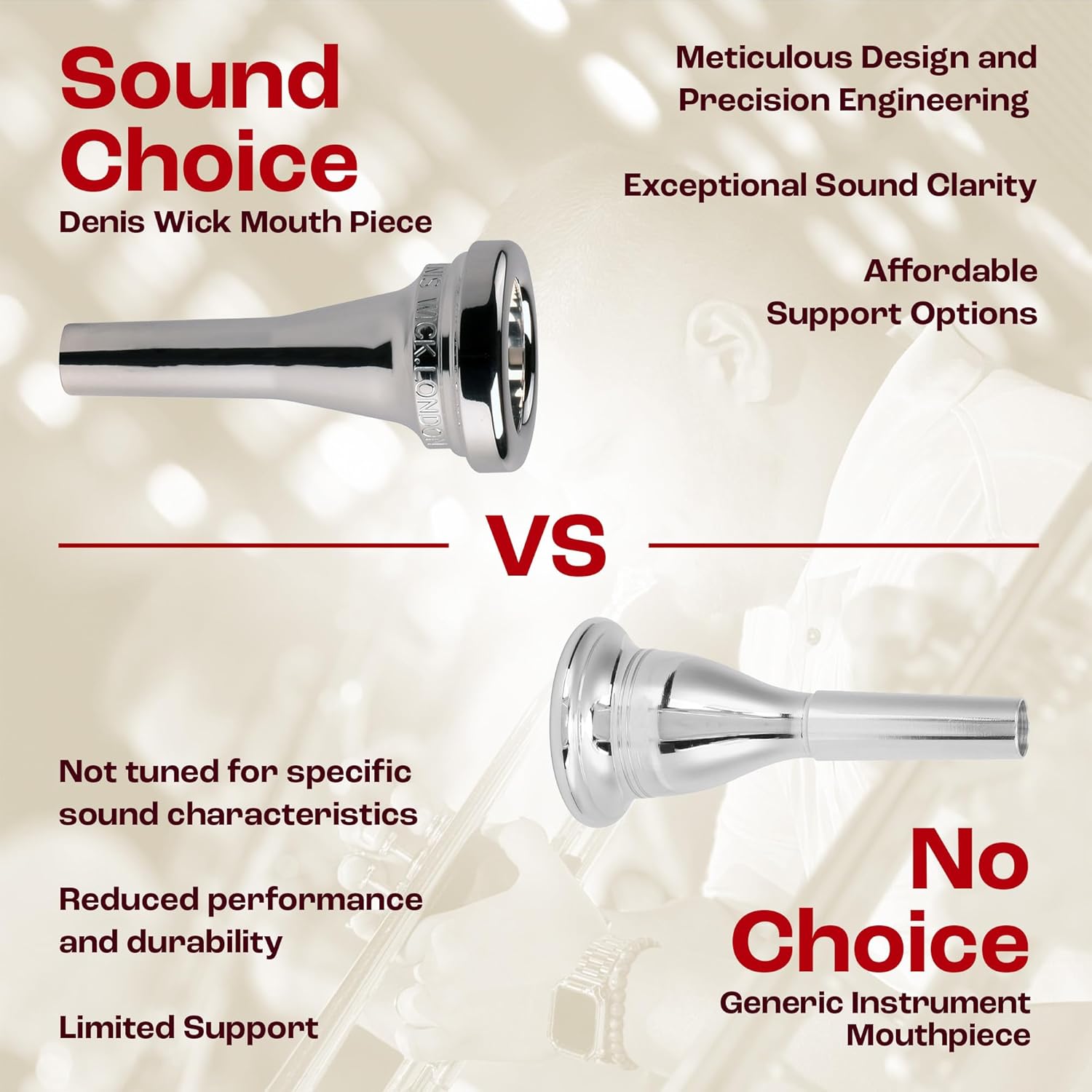 Denis Wick Steven Mead Euphonium Mouthpiece Silver Plated, 5880E-SM5 - Barrel Backbore for Balanced Airflow & Tone - Large Shank Fitting Euphonium Accessories for Easy Articulation 25.7 x 6.6 x 7.3mm