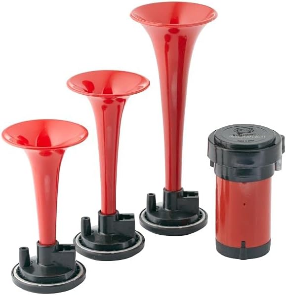 HELLA 003001671 Triple-Tone Air Horn Kit with 12V Air Compressor and Mounting Bracket