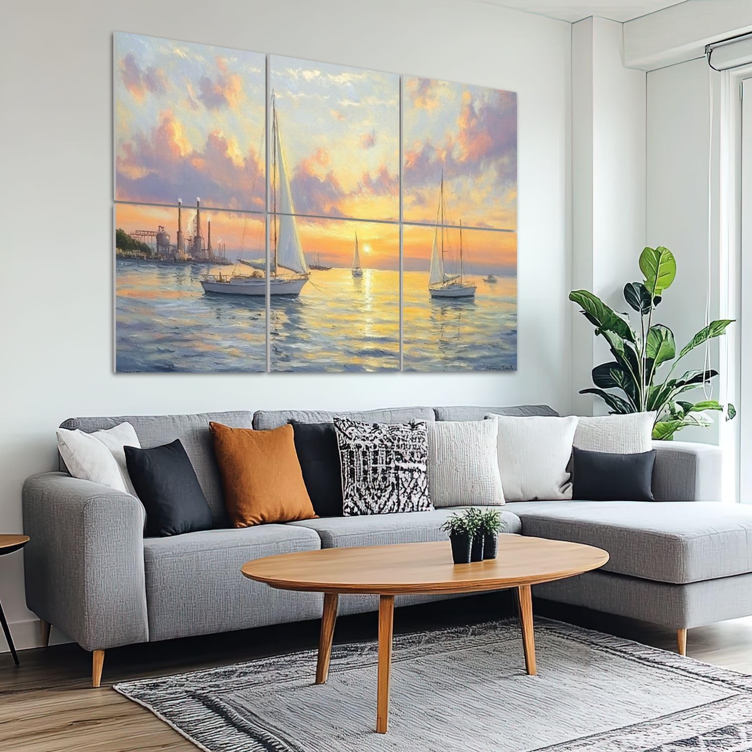 6 Pack Art Acoustic Panels Sound Absorbing Famous Oil Paintings Seascape Ocean Sea Beach Pictures Sailboats Decorative Soundproof Wall Panels Self Adhesive for Recording Studios Office 72