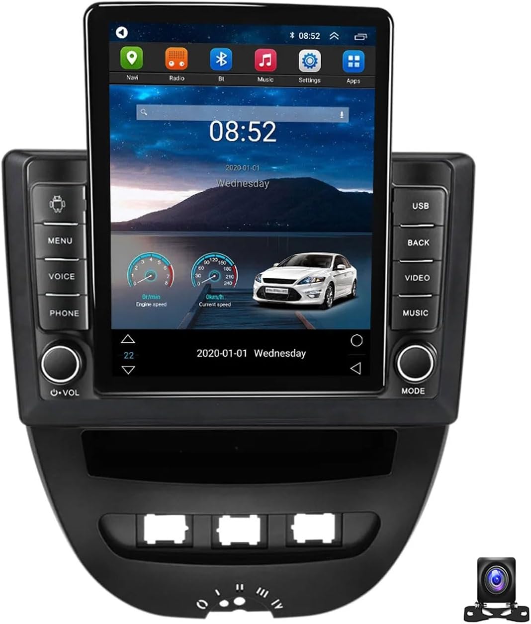 Double Din Car Stereo Multimedia Radio Compatible with Peugeot 107 2009~2014 9.7 Inch Touchscreen with Navigation MP5 Player, Car-Play Android Auto DSP RDS FM Car Radio