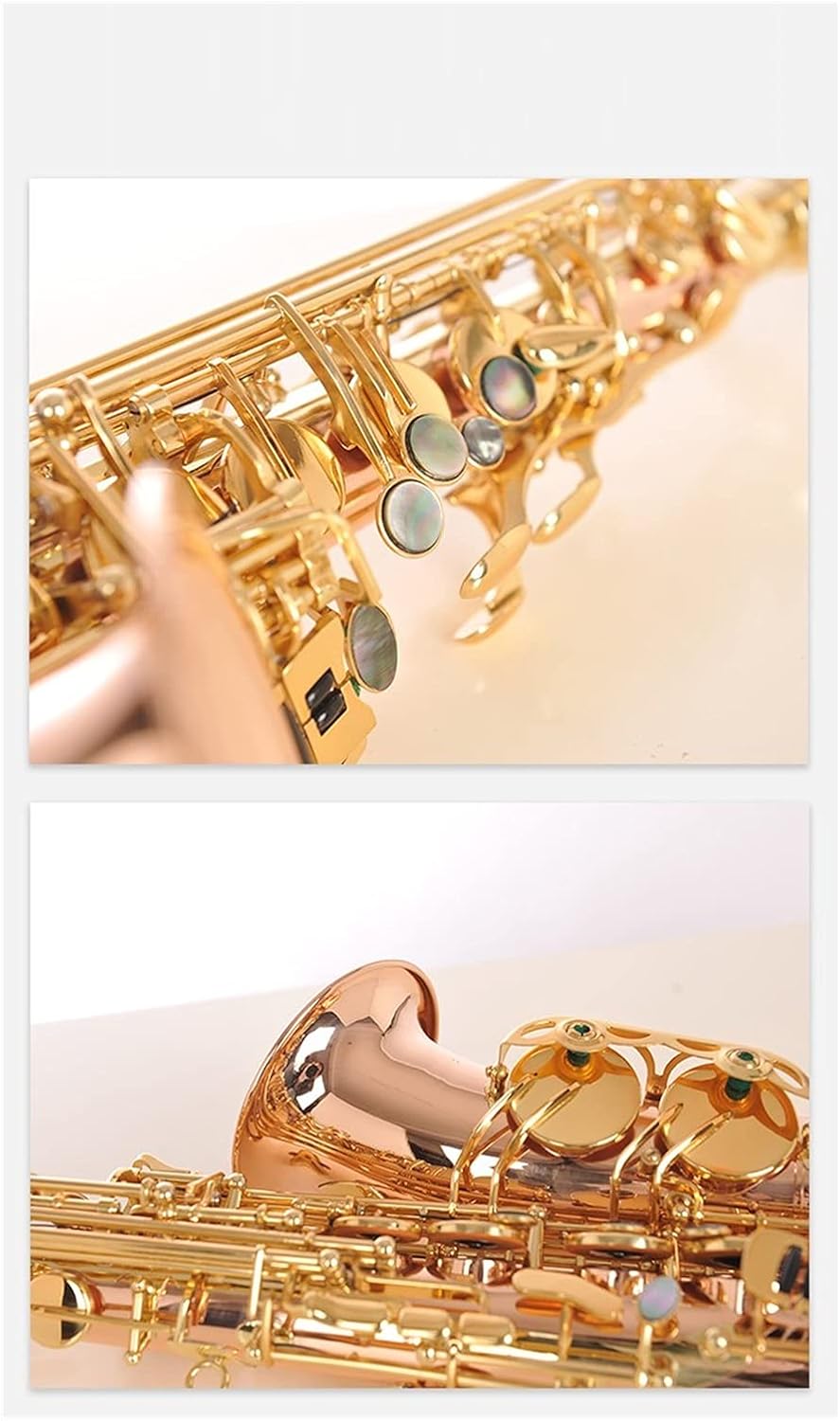 Sax Beginners Kit Tune Alto Saxophone Phosphorus Copper Rose Gold Lacquer Pearl Button E Flat Alto Sax Musical Instrument with Case Wind Instrument (Color : Phosphor Copper)