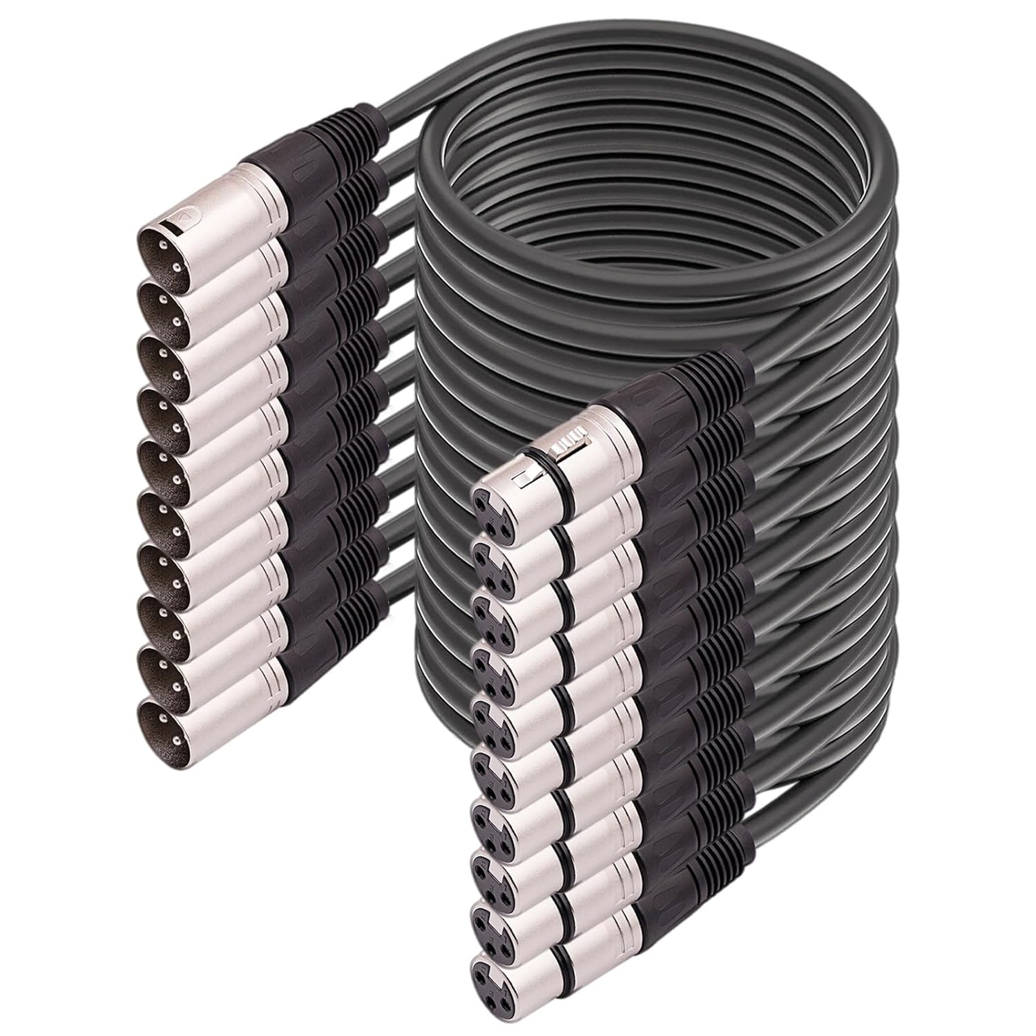 10 Packs 3 Pin XLR Connector, XLR Microphone Cable, Balanced Male to Female Connections for Microphone and Audio Interface (3 Meter/10Ft)