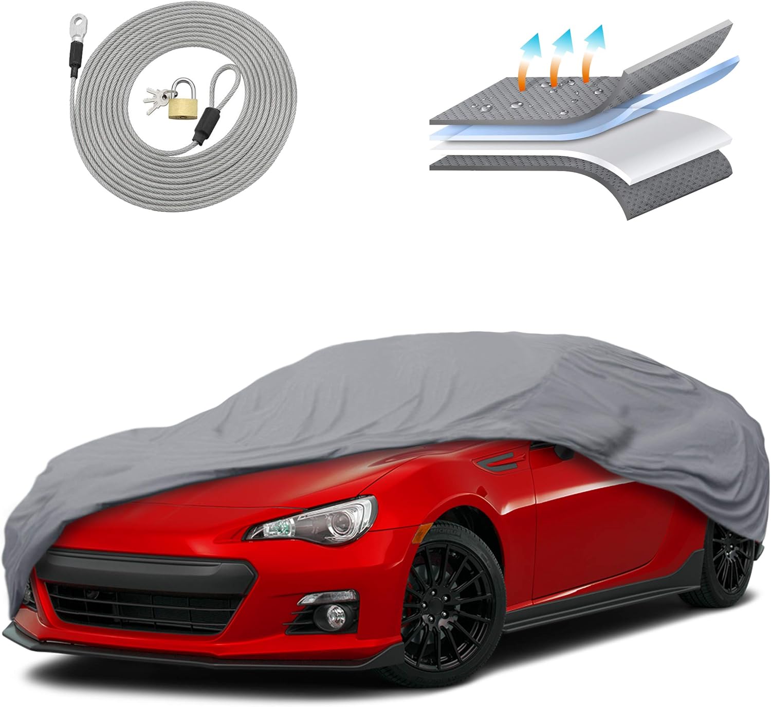 MotorTrend Custom Fit Car Cover for Toyota 86 Subaru BRZ Scion FRS, All-Weather Protection for Cars Trucks & SUVs UV Resistant Waterproof Scratch-Resistant Vehicle Cover for Outdoor Indoor